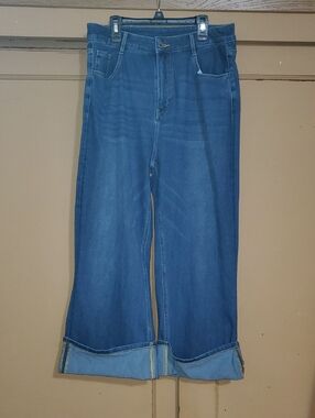 Halara Flex™ High Waisted Wide Leg Rolled Hem Jeans